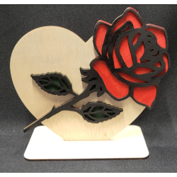 Hart met roos 3d