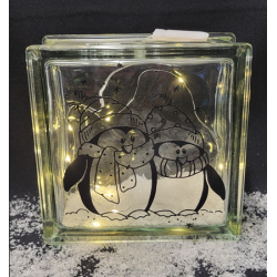 Glasblok pinguïns sneeuw